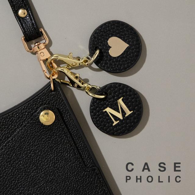 ラウンド型 イニシャルレザーチャーム