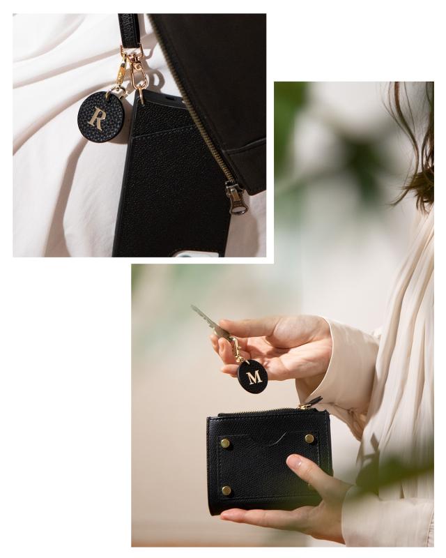 ラウンド型 イニシャルレザーチャーム