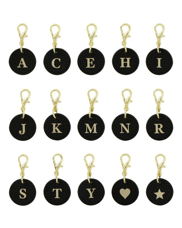 ラウンド型 イニシャルレザーチャーム