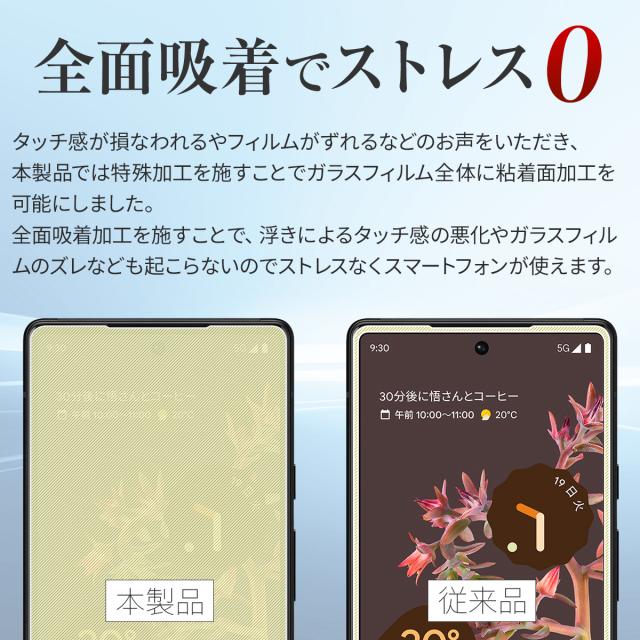 Google Pixel 6 全面吸着カラー強化ガラス保護フィルム 9H