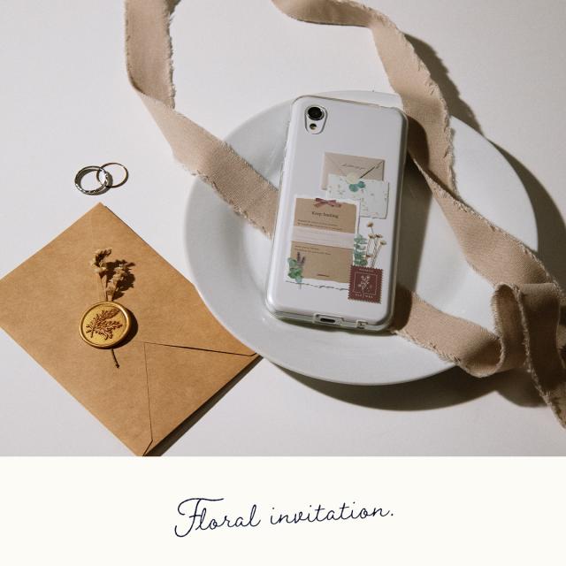 AQUOS 招待状モチーフの花柄カスタムケース　Floral invitation