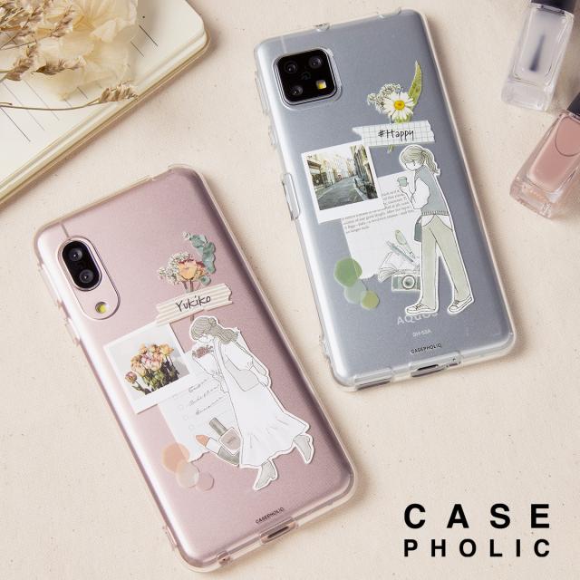 AQUOS 大人女子のライフスタイル風 コラージュノート柄カスタムケース