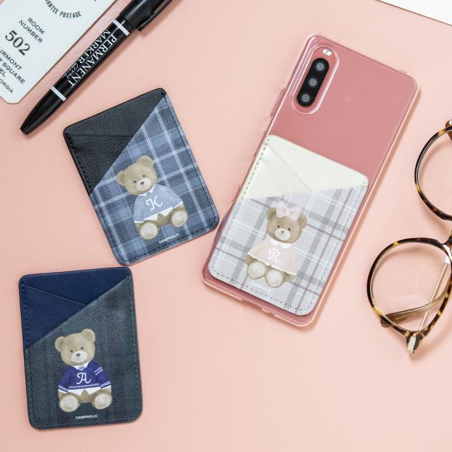 テディベア柄　スマートフォンカードポケット