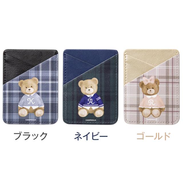 テディベア柄　スマートフォンカードポケット