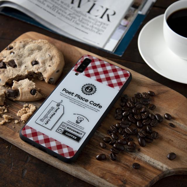 Galaxy A7 チェックラベル 背面9Hガラスケース