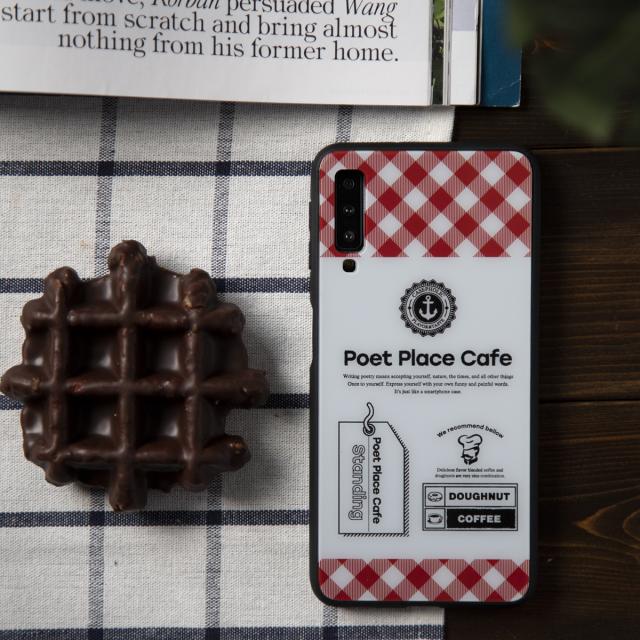 Galaxy A7 チェックラベル 背面9Hガラスケース