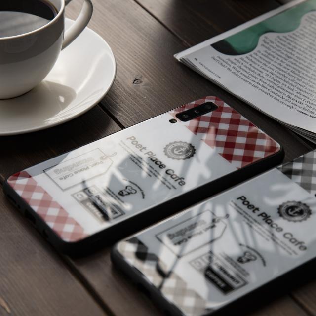 Galaxy A7 チェックラベル 背面9Hガラスケース