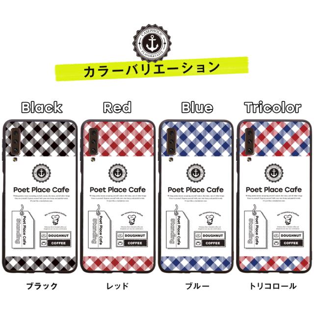 Galaxy A7 チェックラベル 背面9Hガラスケース