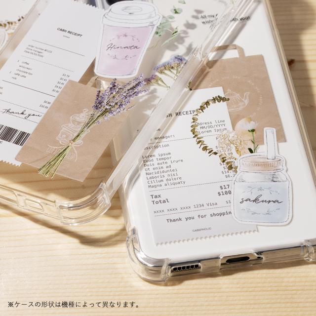 iPhone 各機種 名入れ対応 カフェコラージュ柄 スマホケース