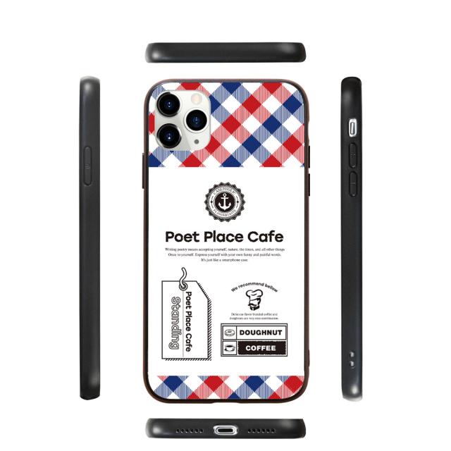 iPhone チェックラベル 背面9Hガラスケース