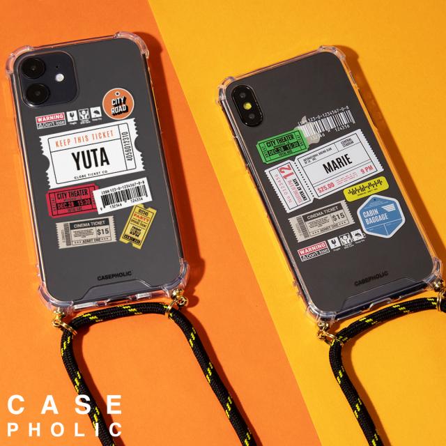 iPhone チケットミックス柄 クロスボディケース