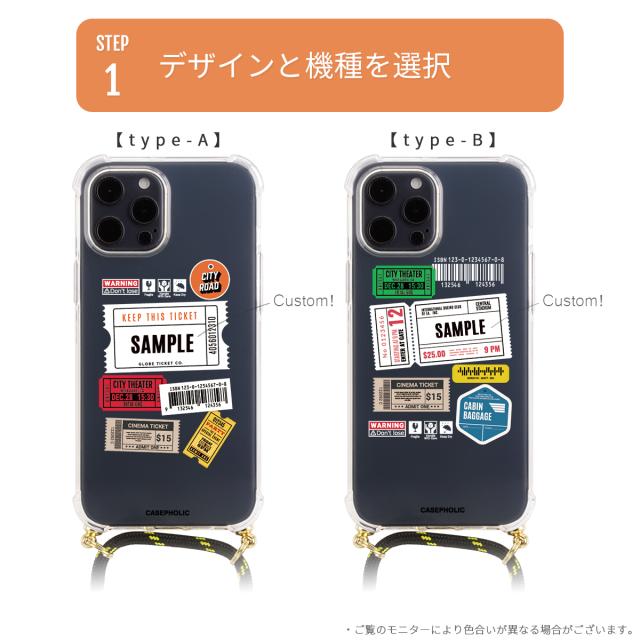 iPhone チケットミックス柄 クロスボディケース