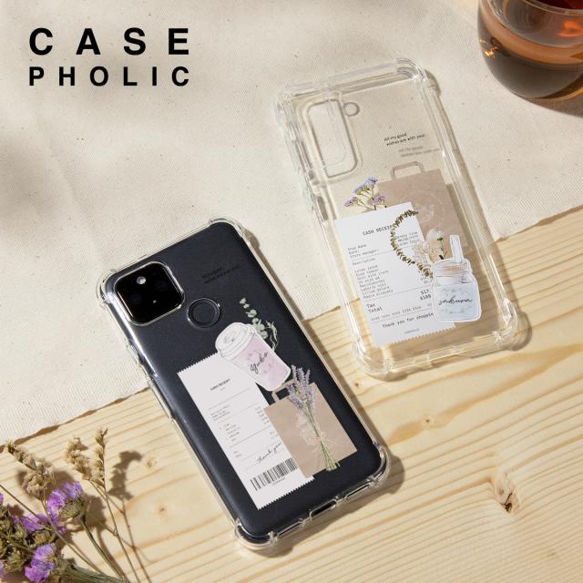 Google 各機種 名入れ対応 カフェコラージュ柄 スマホケース