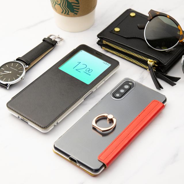 Xperia 10 II SO-41A SOV43 A001SO リング付き窓開き手帳型ケース