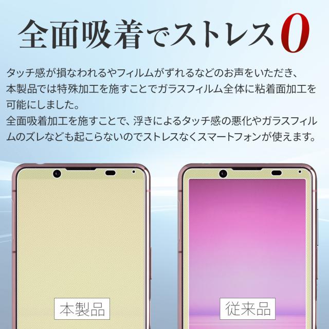 Xperia 5 II SO-52A SOG02 A002SO 全面吸着カラー強化ガラス保護フィルム 9H