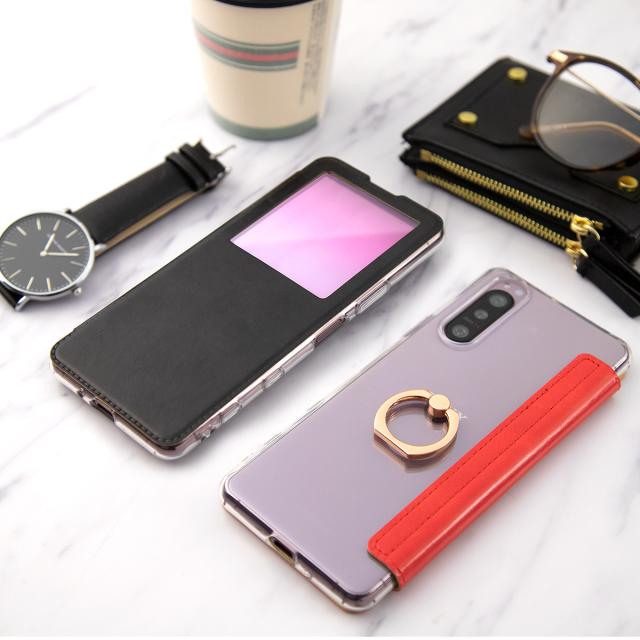 Xperia 5 II SO-52A SOG02 A002SO リング付き窓開き手帳型ケース