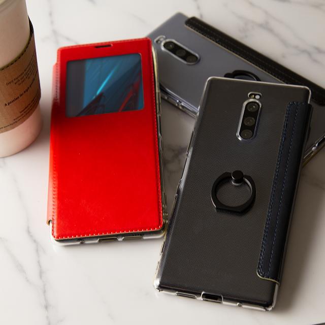 Xperia 1  リング付き窓開き手帳型ケース