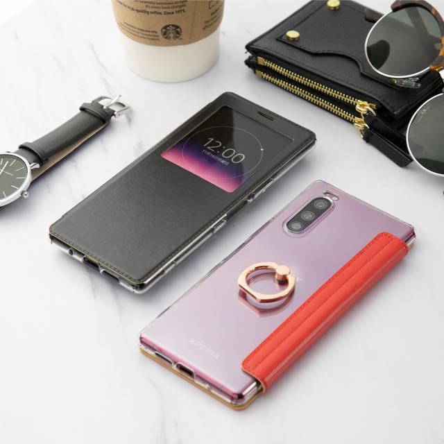 Xperia 5 SO-01M SOV41 901SO リング付き窓開き手帳型ケース