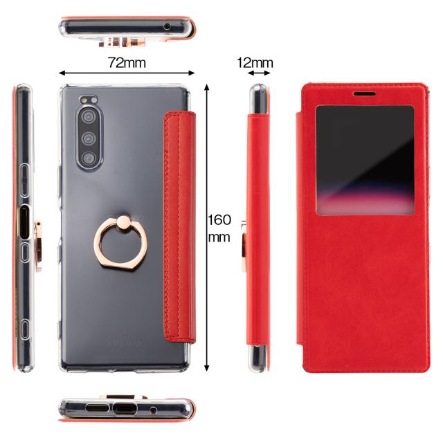 Xperia 5 SO-01M SOV41 901SO リング付き窓開き手帳型ケース
