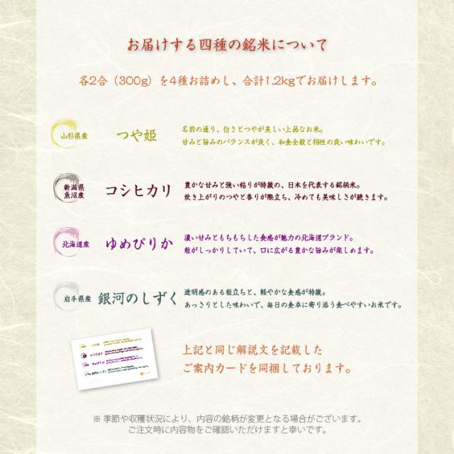 お届けする4種の銘米について
