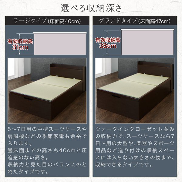 シングル 跳ね上げ式ベッド 棚付きガス圧式跳ね上げ畳ベッド シングルベッドの通販はau PAY マーケット - ハッピーリポ|商品ロットナ シングル フレームのみ 国産畳・深さラージ 大容量収納 日本製 こちらの