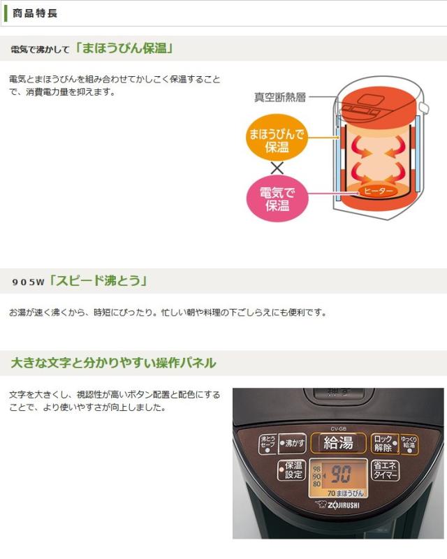 電気ポット 電動給湯ポット 象印 優湯生 マイコン沸騰 省エネ 魔法瓶保温 2.2L ブラウン