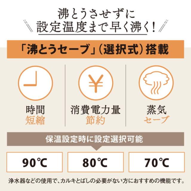 電気ポット 2.2L 象印 VE電気まほうびん 保温 湯沸かし 蒸気セーブ コードレス電動給湯 CV-TF22-WA ホワイト