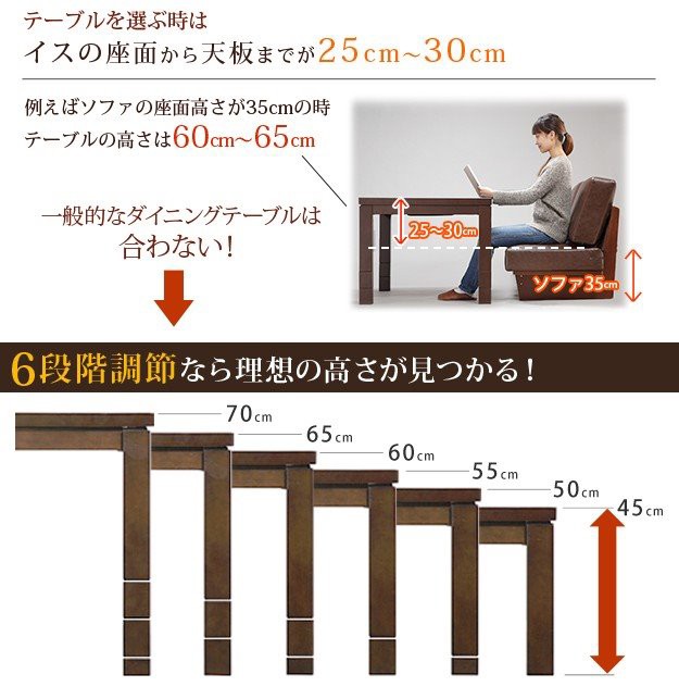 新品定番人気 ダイニングこたつ テーブル本体 長方形 6段階 高さ調節 ミドル ハイタイプ 105x80cmの通販はau PAY マーケット - カナエミナ|商品ロットナンバー:214785034 低価人気