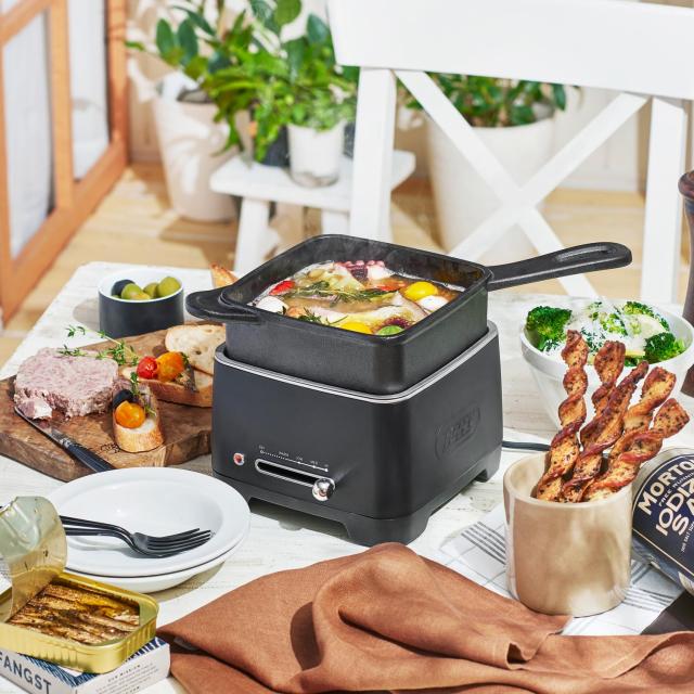 特典付き Toffy トフィー ホットスキレット 電気スキレット 1.2L 電動 フタ付き 角型 深型 直火対応 ブラック 黒 K-SK1