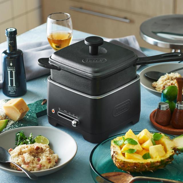 特典付き Toffy トフィー ホットスキレット 電気スキレット 1.2L 電動 フタ付き 角型 深型 直火対応 ブラック 黒 K-SK1