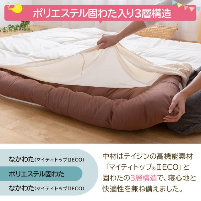 人気好評 日本製 幅250cm×長さ200cm 専用カバー付きの通販はau PAY マーケット - Niceday|商品ロットナンバー:371 抗菌・防臭・防ダニ ファミリー布団 敷布団(帝人マイティトップ) スーパーワイド 超特価好評