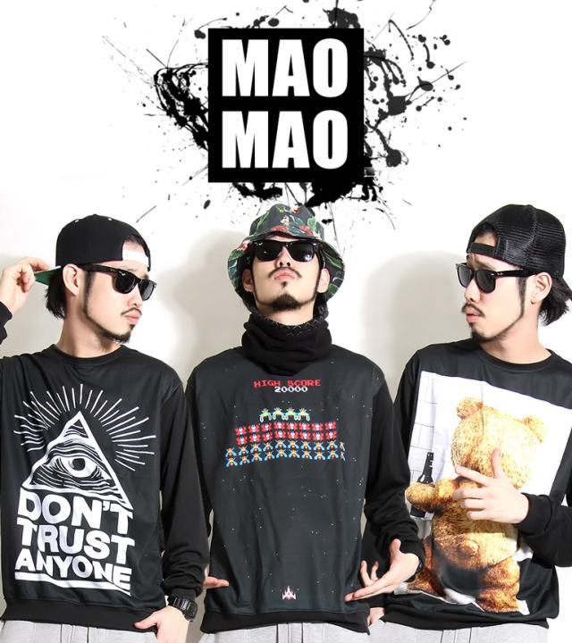 maomao デザインロングスリーブ リブ袖 秋冬 スウェット