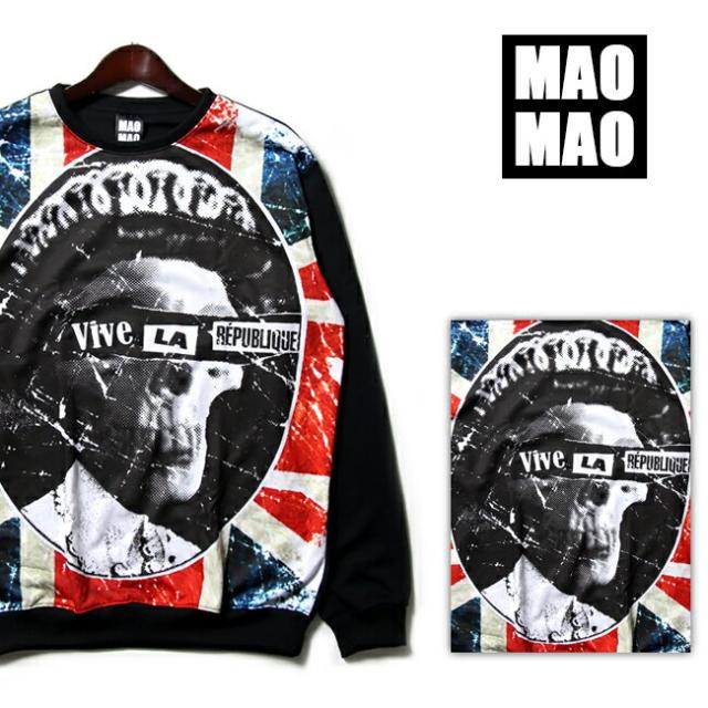 maomao デザインロングスリーブ リブ袖 秋冬 スウェット