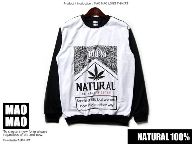 maomao デザインロングスリーブ リブ袖 秋冬 スウェット