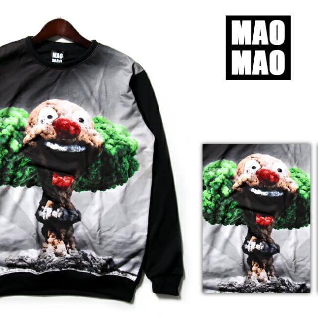 maomao デザインロングスリーブ リブ袖 秋冬 スウェット