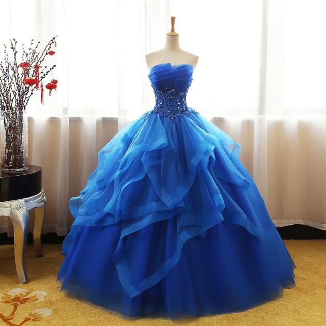 正規激安 ブルー ウェディングドレス パーティドレス ロングドレス ワンピース ビスチェ 青 結婚式 二次会 発表会 撮影 オーダーサイズ可 D142 セール30 Off Www Endocenter Com Ua