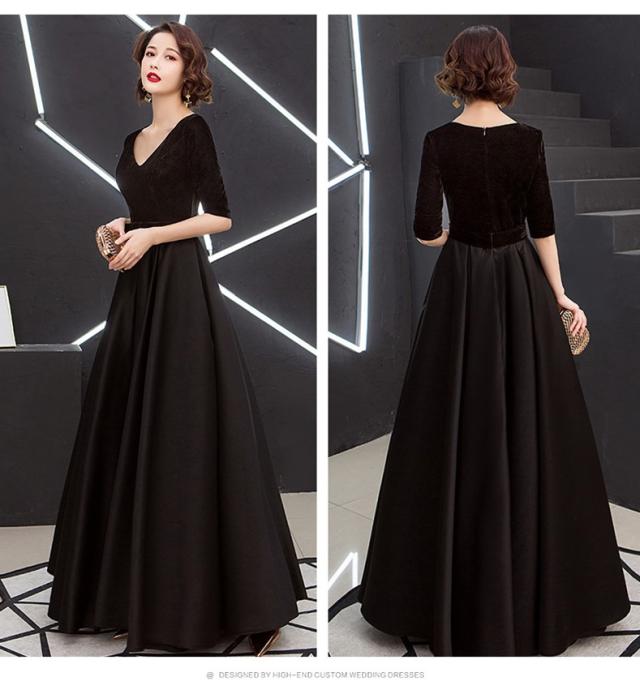 エレガント ロングドレス パーティドレス ワンピ ナイトドレス Vネック