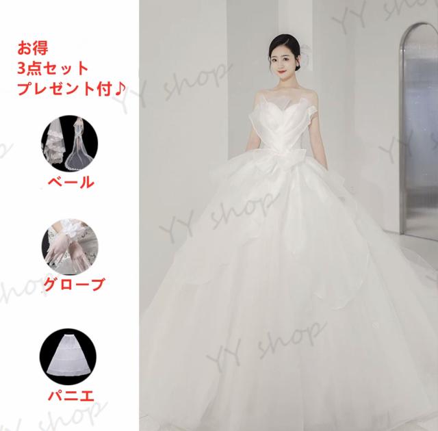 新作 ウェディングドレス トレーン ビスチェ 白 花嫁 結婚式 撮影