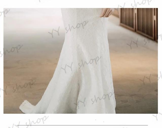 高級レース マーメイドライン ウェディングドレス トレーン ロング
