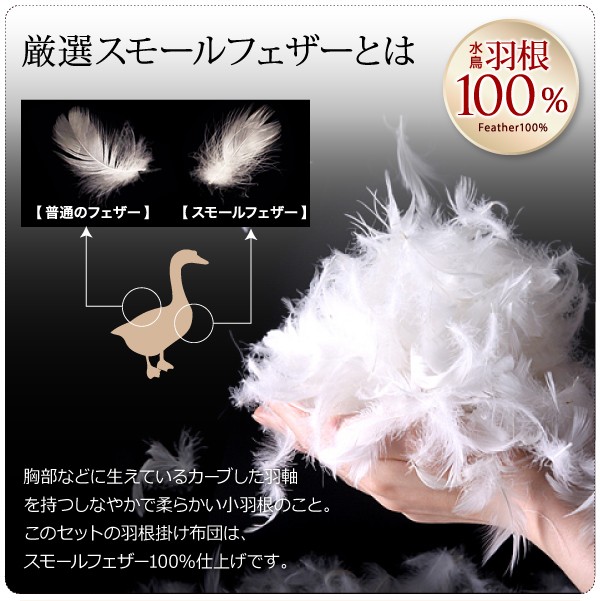 新しい 未使用訳あり スモールフェザー100％ 羽根布団 クイーン 9点 布団