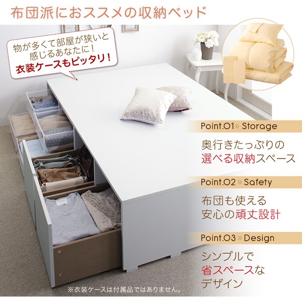 大特価格安 収納ベッド 布団で寝られる 大容量 Semper センペール 薄型プレミアムポケットコイルマットレス付き 引き出しなし シングルサイズ シングの通販はau PAY マーケット - e-バザール|商品ロット 国産新品