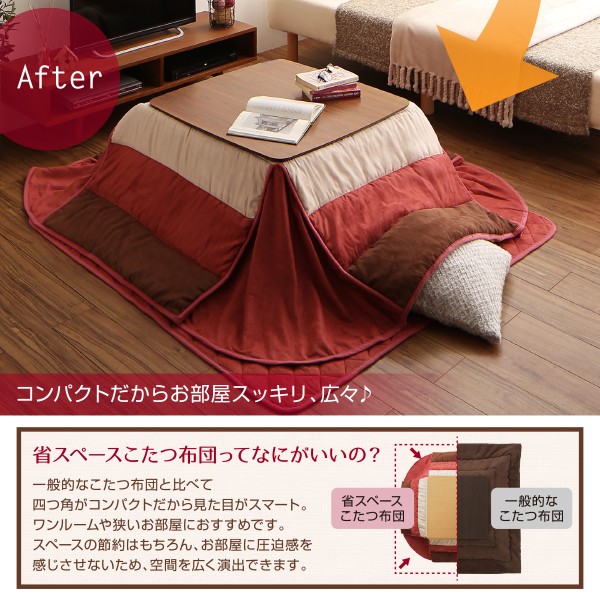 全品5倍 お部屋を広く使える 正方形 (80×80cm) 天板対応の通販はau PAY マーケット - e-バザール|商品ロットナンバ スウェード調パッチワーク省スペースこたつ布団 icoi イコイ 掛布団 & 敷布団2点セット 新品お買い得