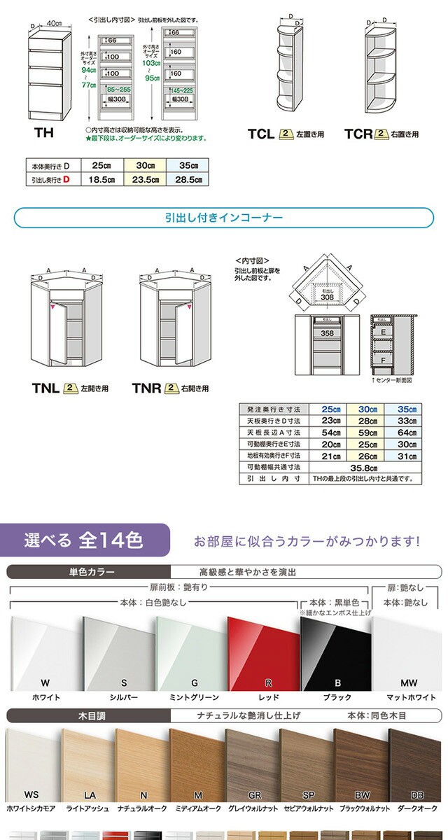 キャビネット 扉シリーズ セミオーダー カウンター 下 収納 ぴったりくん 幅120cm×奥行30cm - 14