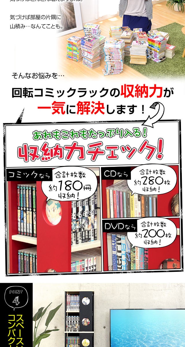 回転コミックラック 5段タイプ SWK 5 本棚 回転 コミック 回転本棚