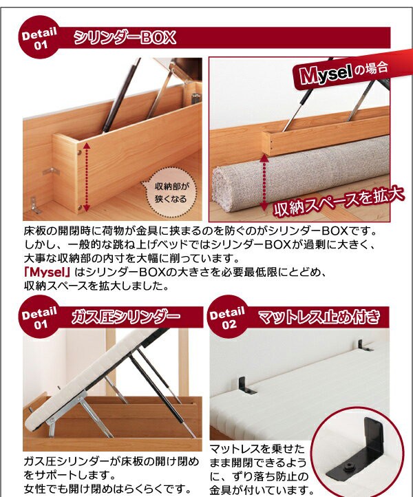 お買い得限定SALE お客様組立 簡単組立 らくらく搬入 ガス圧跳ね上げ 収納ベッド Mysel マイセル 薄型プレミアムポケットコイルマットレス付き 縦開き セミの通販はau PAY マーケット - e-バザール|商品ロット SALE安い