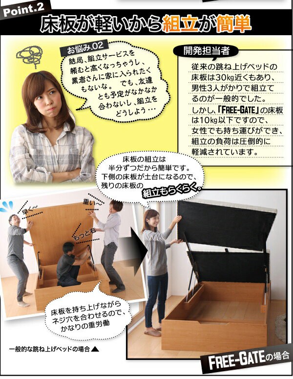 超特価激安 らくらく搬入 棚付き コンセント付き ガス圧式 跳ね上げベッド Free-Gate フリーゲート ベッドフレームのみ 縦開き セミダブル 深さグラの通販はau PAY マーケット - e-バザール|商品ロットナン 特価高評価