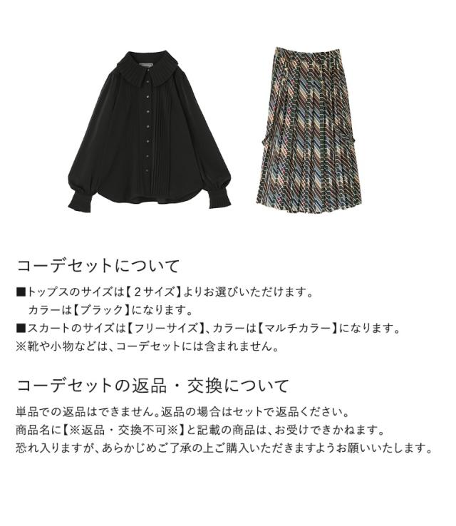 【送料無料】『クラシカルな雰囲気漂う上品見えコーデ2点SET』【メール便不可】【30】[2点コーデセット 2024 レディース ブラウス トップス ピンタック ロングスカート ボトムス ニュアンス柄 ]
