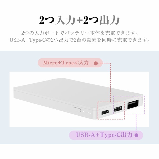 超小型 4000mAh モバイルバッテリー 大容量 コンパクト スマホ充電器 世界最小最軽 超薄型 軽量 入力2ポート 急速充電 ミニ型【PL保険】の通販はau  PAY マーケット - 明誠ショップ