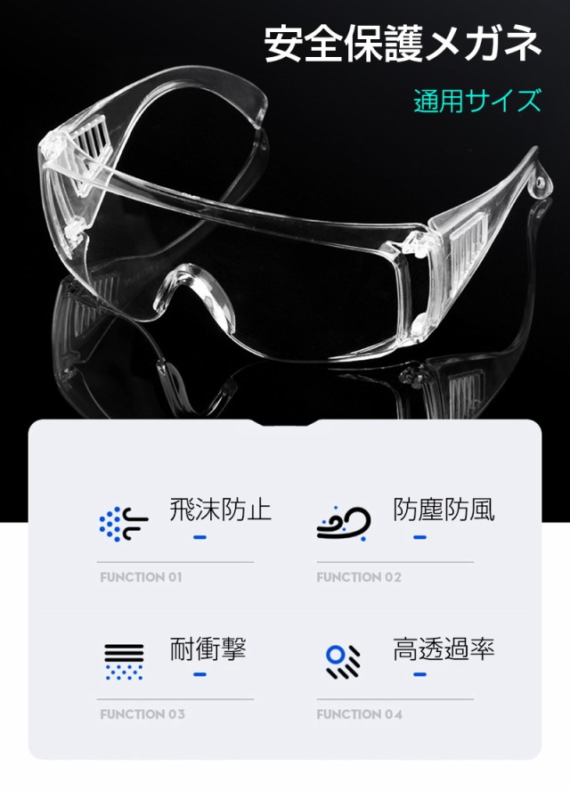 保護メガネ 保護眼鏡 安全ゴーグル 紫外線対策 軽量 簡単装着 大人 男女兼用 セーフティグラス 花粉症 飛沫対策 実験室 作業 マスク併用の通販はau  PAY マーケット - 明誠ショップ