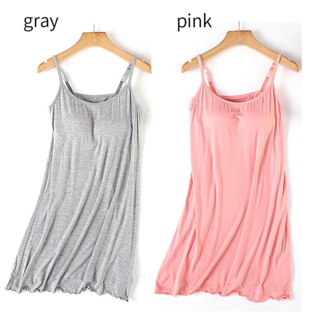 汗をかいてもサラッと快適！カップ付きロングキャミソール